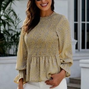 Yellow High Neck Boho Floral Blouse